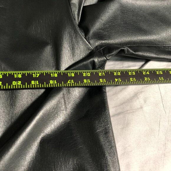 Vintage Charles Klein Womens Leather Trench Cota Small Black Button Front Biker - Picture 4 of 16